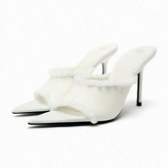 Zara Shoes - ZARA KNIT DENIM HEELED SANDALS